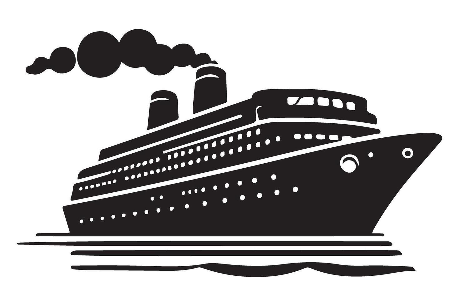 Luxury Cruise Ship Voyage Graphic Design Illustration Silhouette vector