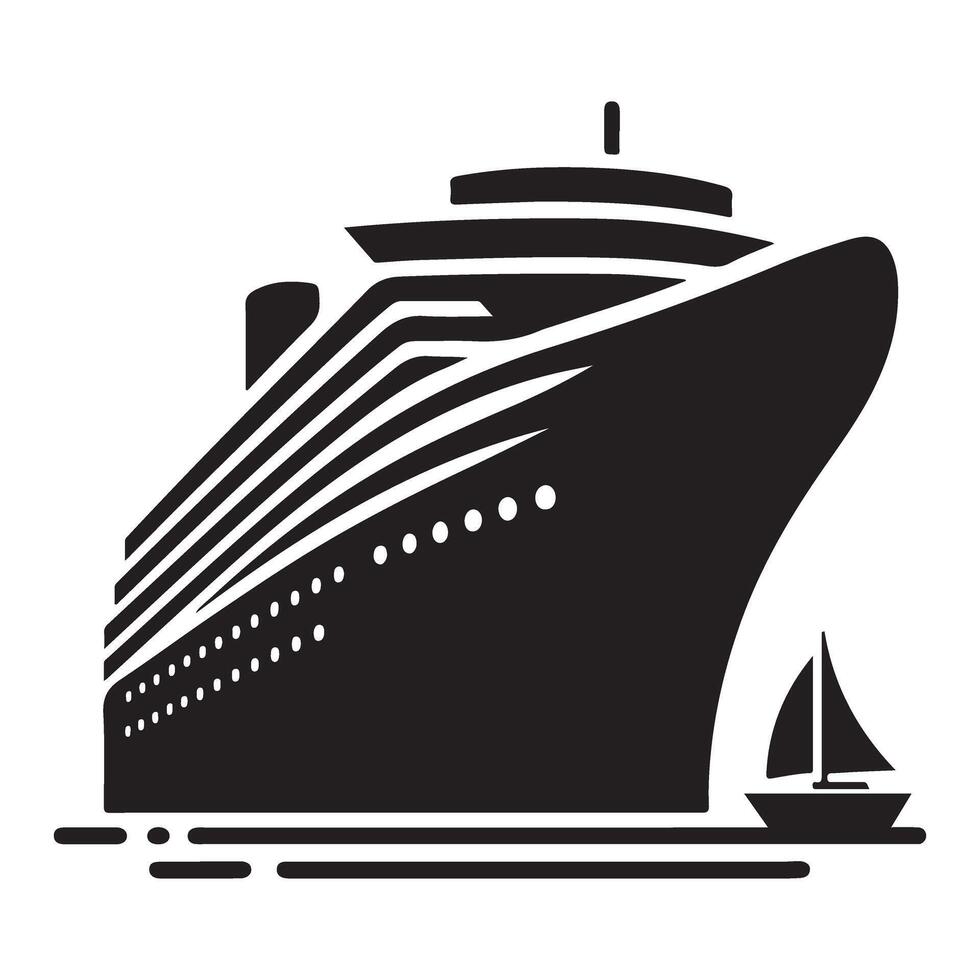 Cruise Ship Silhouette Illustration Luxury Ocean Liner Transport vector