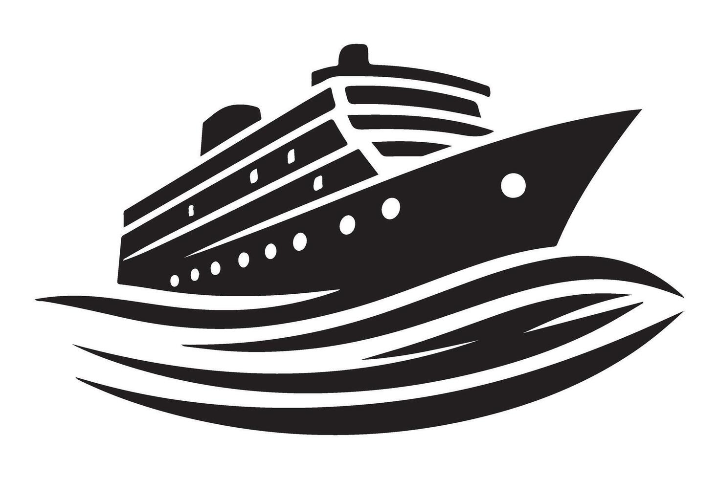 Ocean Liner Cruise Ship Voyage Illustration Silhouette Style vector