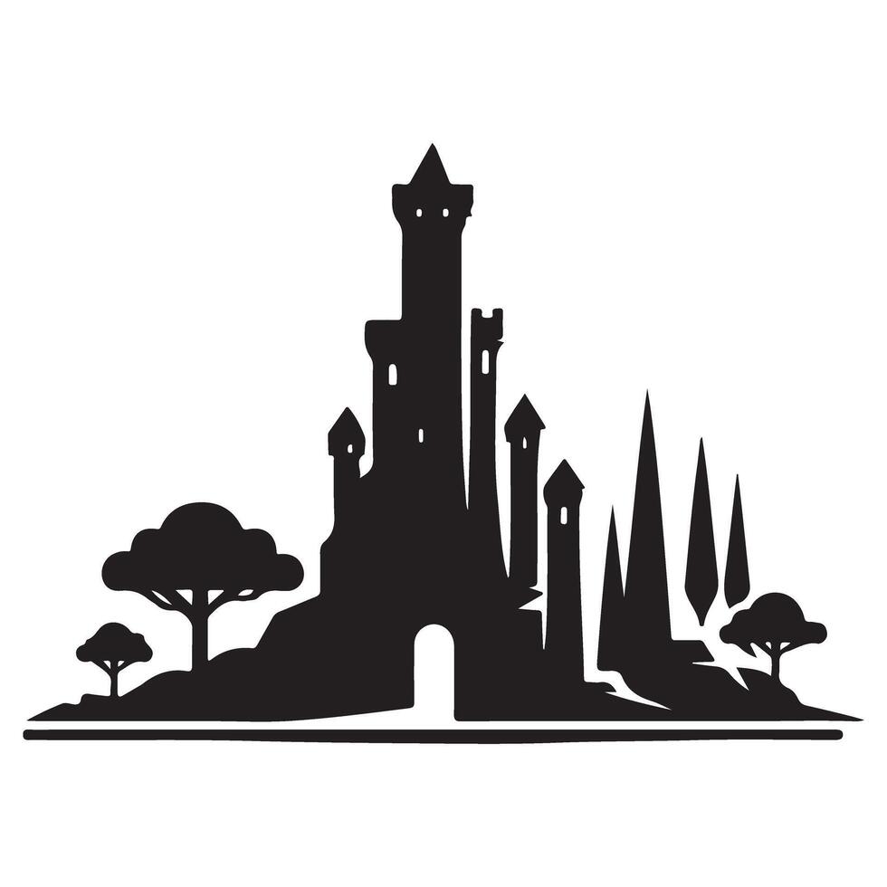 Fantasy Castle Silhouette on Hilltop Design for Storytelling Projects vector