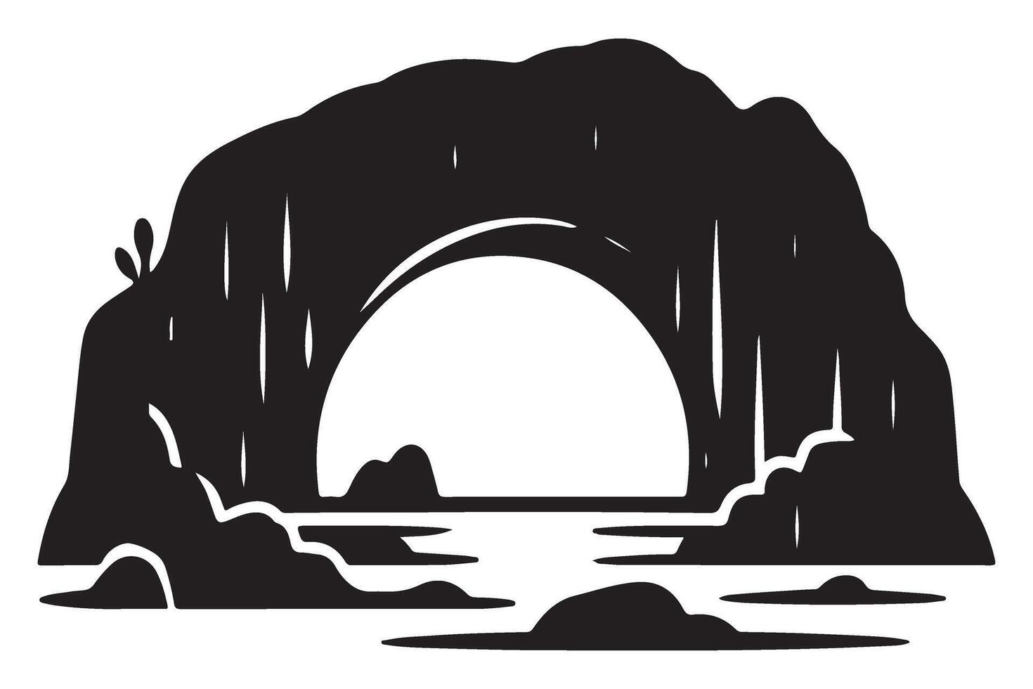 Adventurer Cave Lake Silhouette Landscape vector