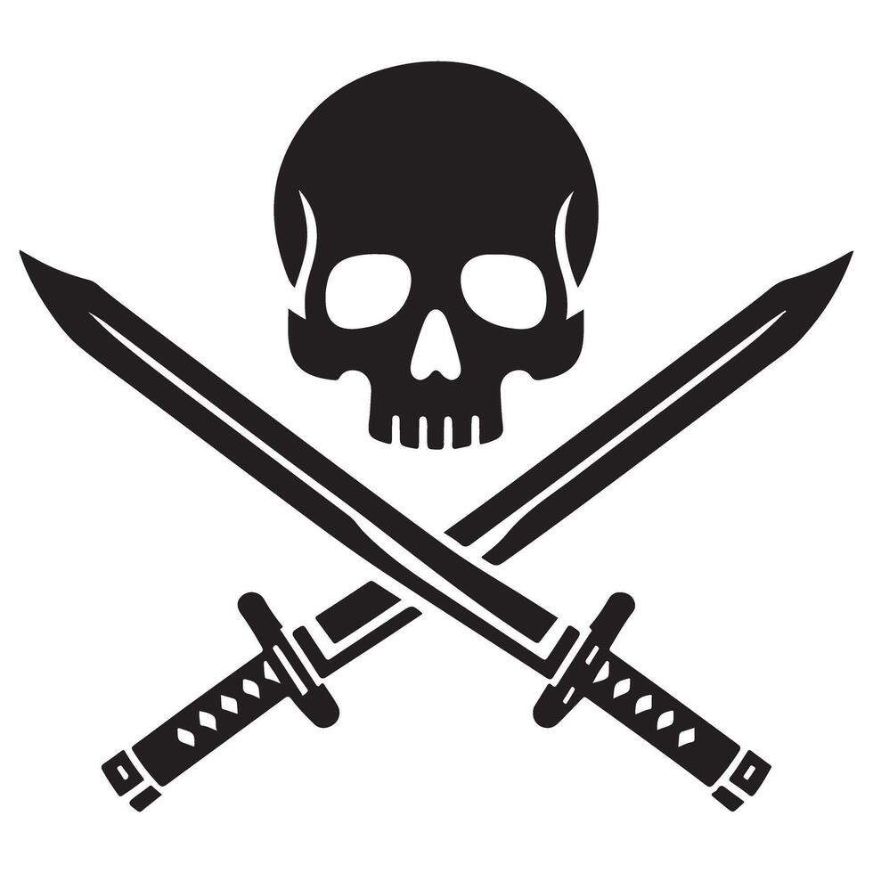 Pirate Skull and Swords Silhouette Graphic Design Element vector