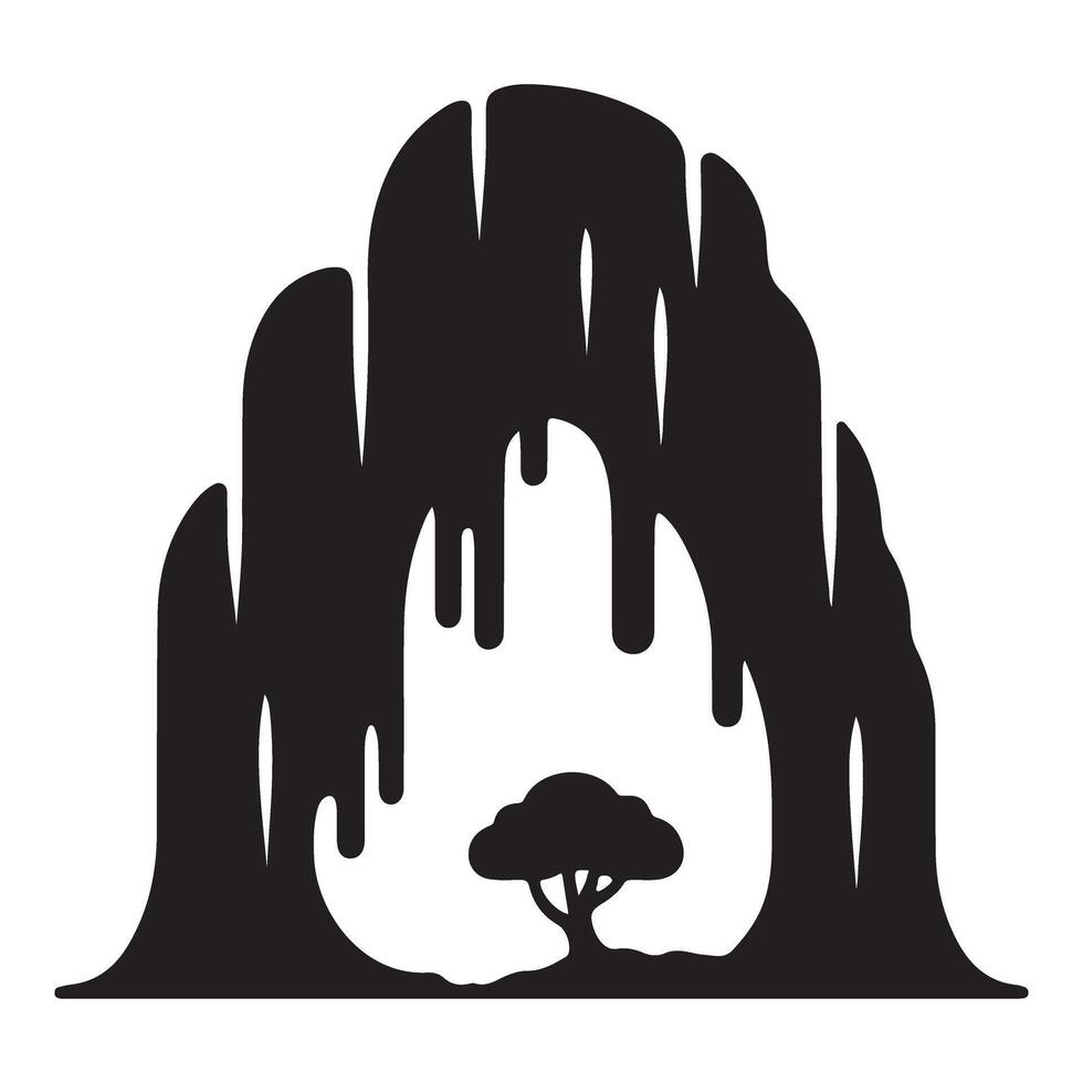 cave silhouette illustration with stars above vector