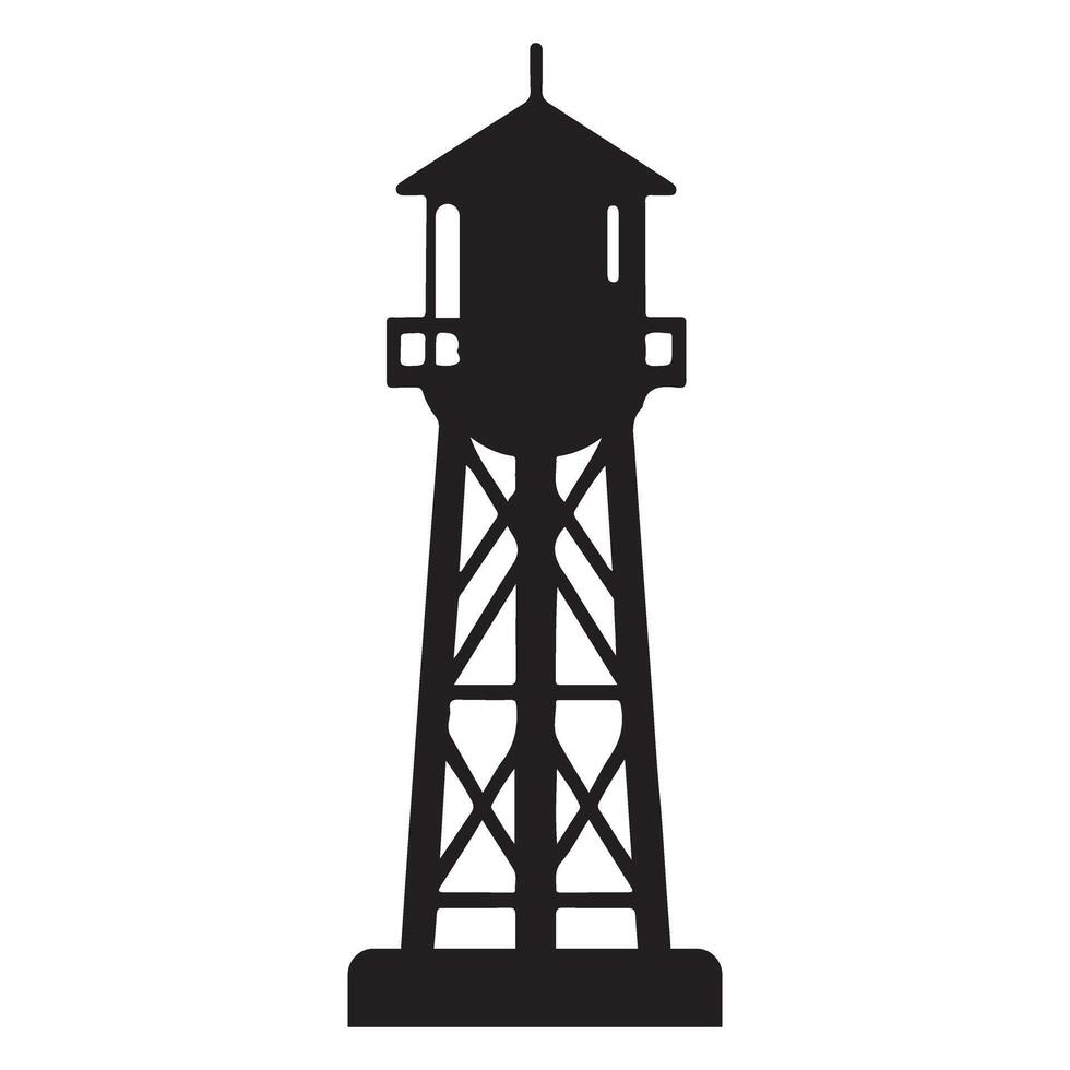 Silhouette of vintage water tower structure design illustration vector