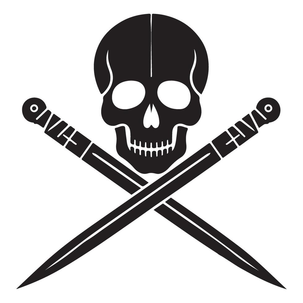 Skull and Cross Swords Silhouette Illustration for Danger and Pirate Theme vector