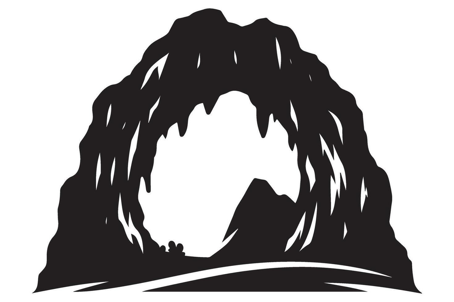 Dramatic Cave Entrance Silhouette Illustration for Adventure and Exploration Theme vector