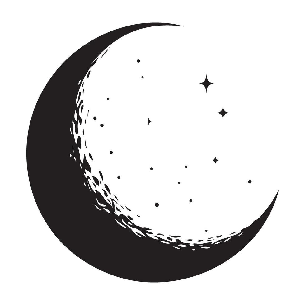 Crescent Moon with Stars Celestial Night Sky Illustration Art vector