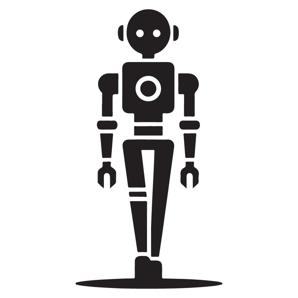 Robot Silhouette Illustration Futuristic Technology and Artificial Intelligence vector