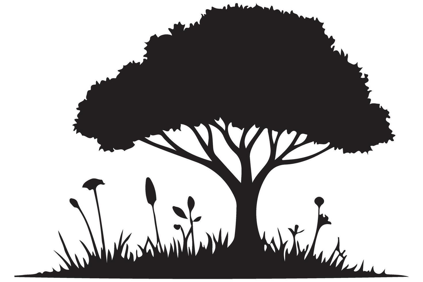 Scenic Tree Silhouette Illustration Natural Landscape Graphic vector