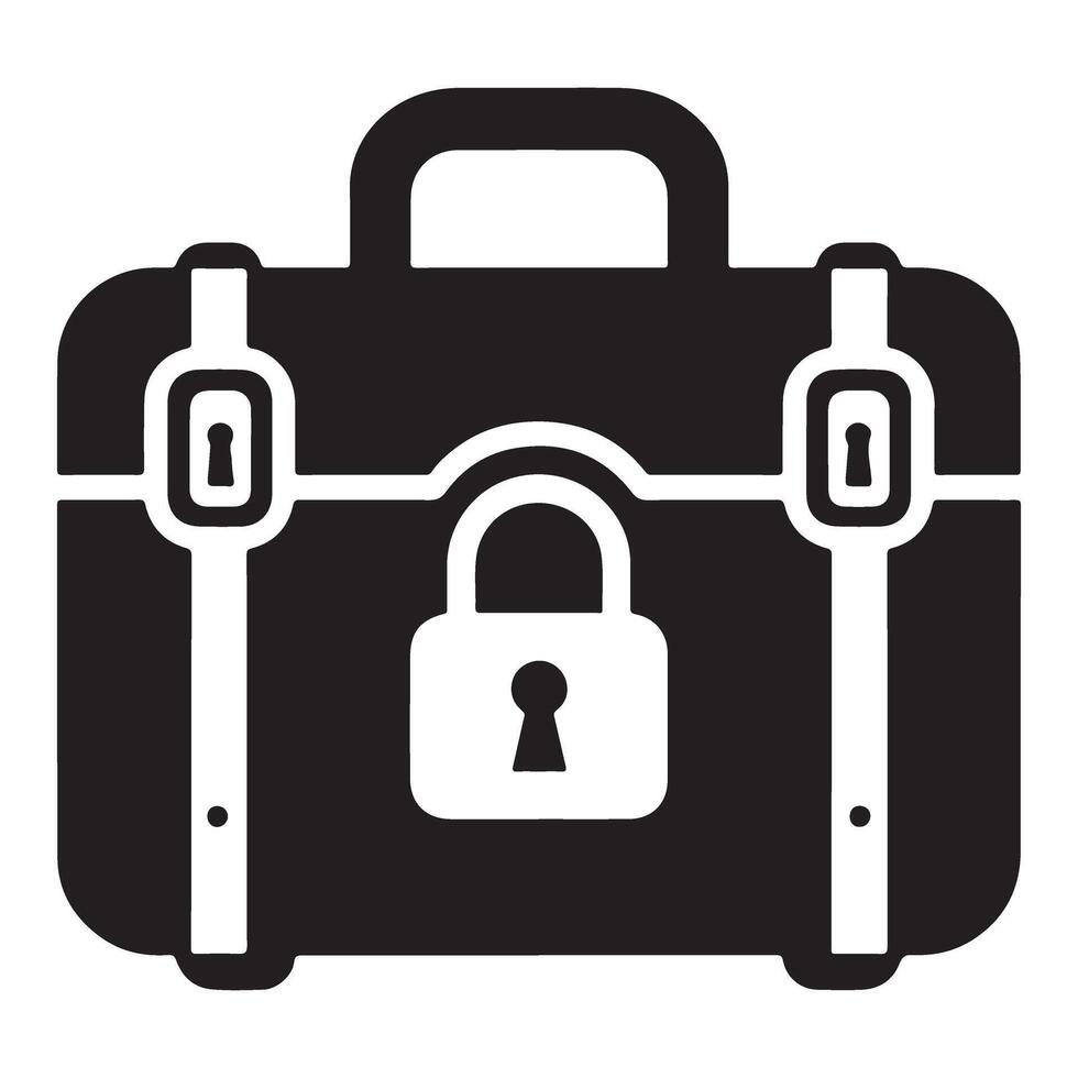 Classic Locked Suitcase Silhouette for Secure Travel Concepts vector