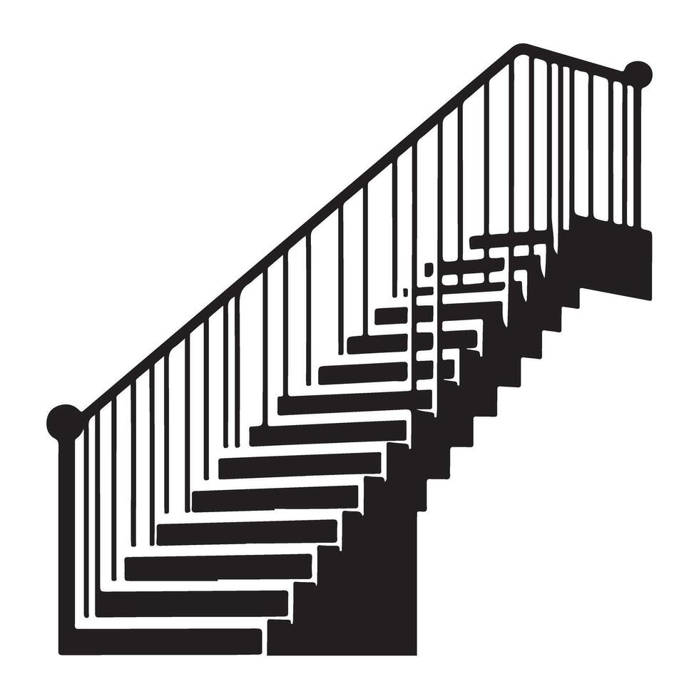 Staircase Silhouette Illustration with Detailed Railing Design vector