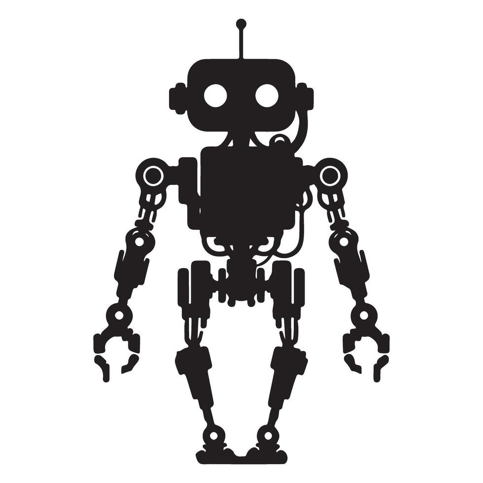 Detailed Robot Silhouette Illustration with Complex Mechanical Design vector