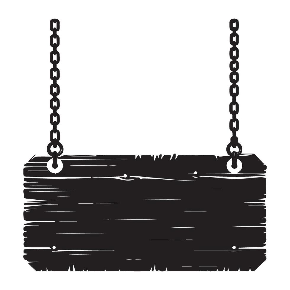 Distressed Wood Hanging Sign Silhouette for Retro Design vector