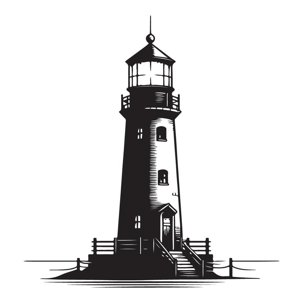 Lighthouse art design illustration for nautical themed decoration vector