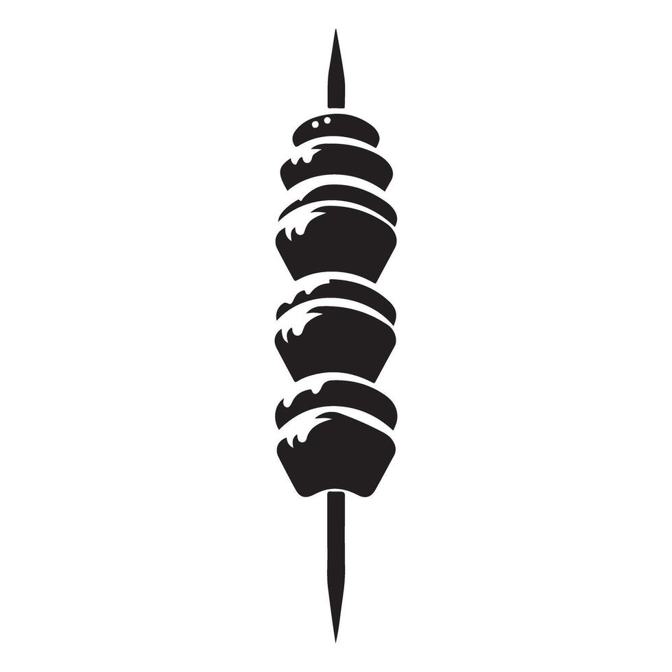 Grilled Skewer Silhouette Illustration Food Meat Delicious vector