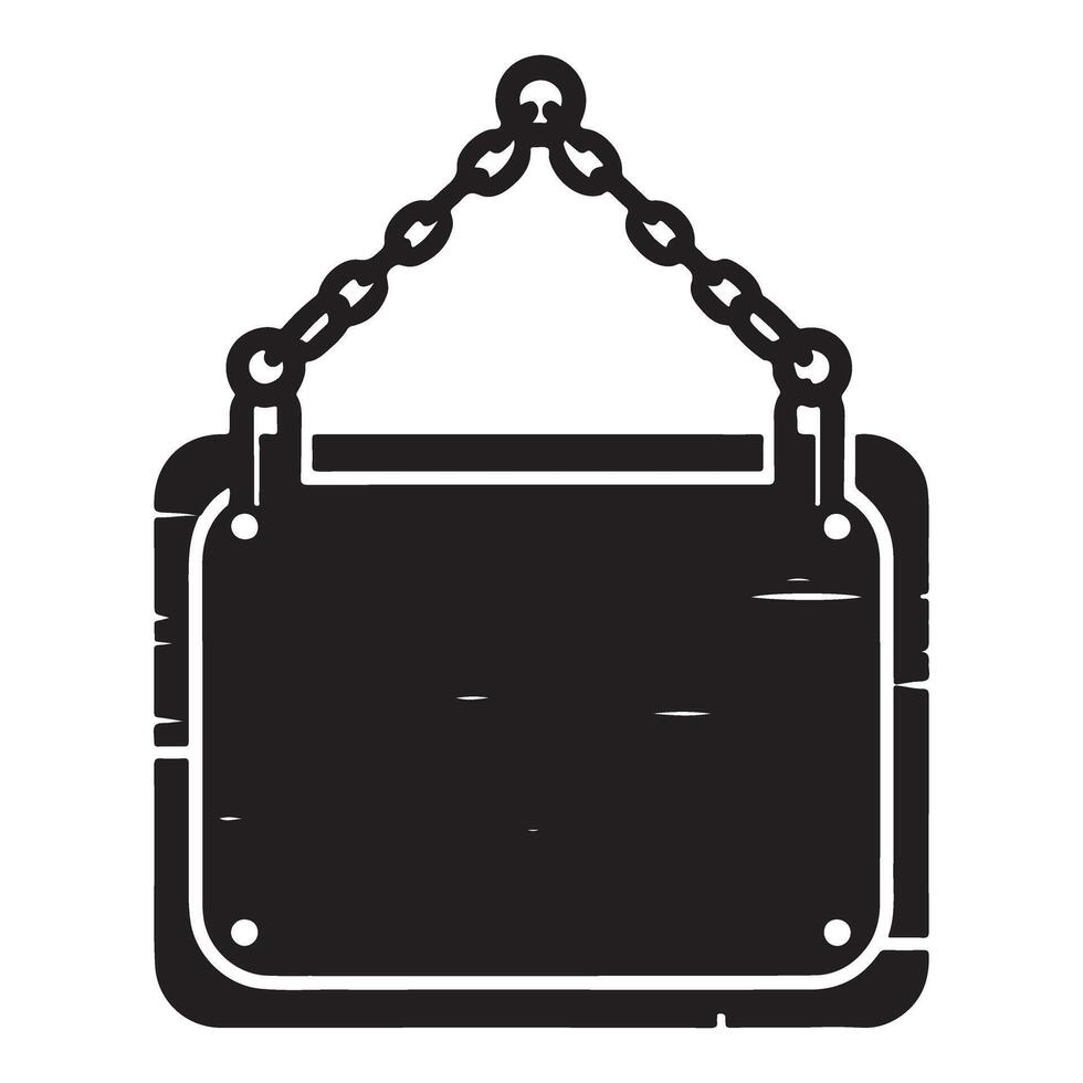 Hanging Signboard Silhouette A Rustic Wooden Illustration vector