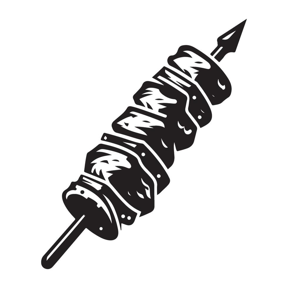Grilled Skewer Silhouette A Delicious BBQ Food Illustration vector