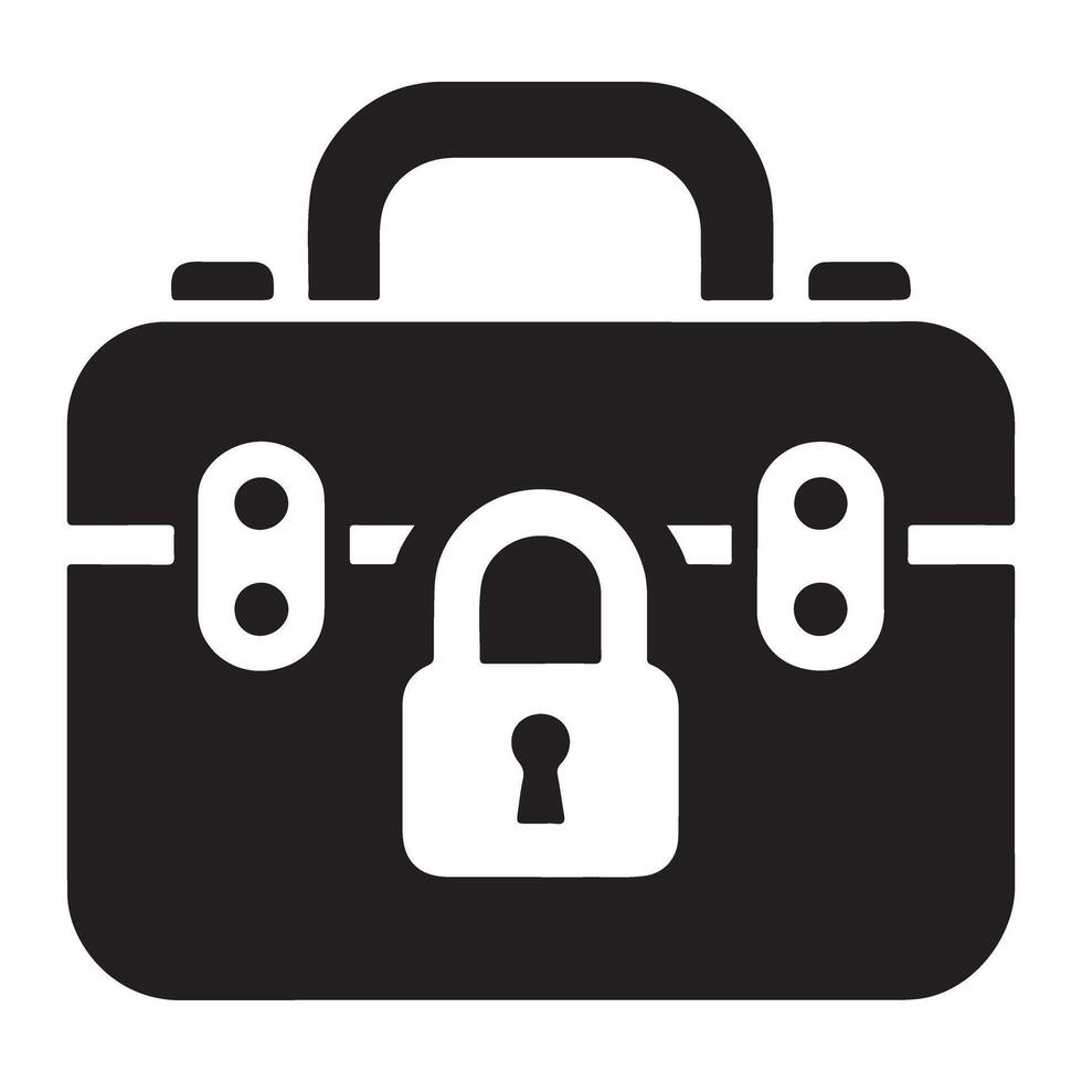 Locked Briefcase Illustration Graphic Symbol of Security Privacy and Business vector