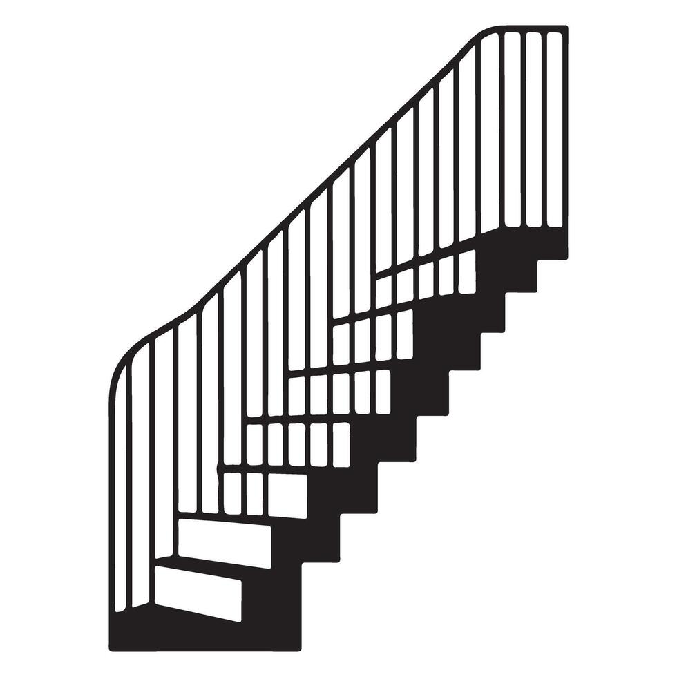 Elegant Curved Staircase Silhouette Enhancing Architectural Designs vector