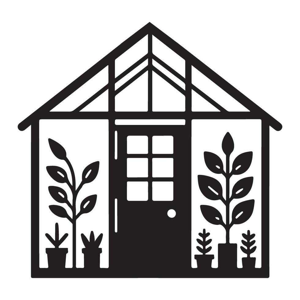 Greenhouse Filled with Plants Gardening and Cultivation Illustration vector