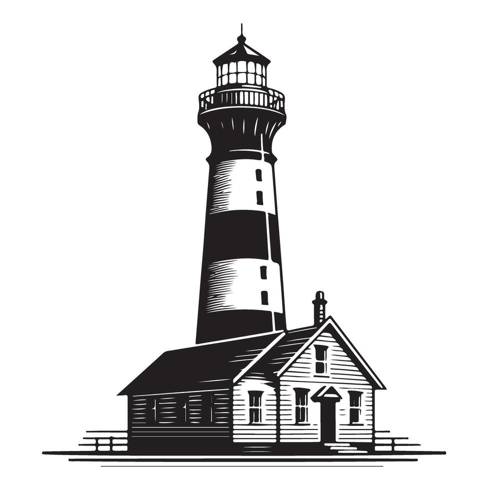 Lighthouse Illustration Art for Navigation and Coastal Scenery Themes vector