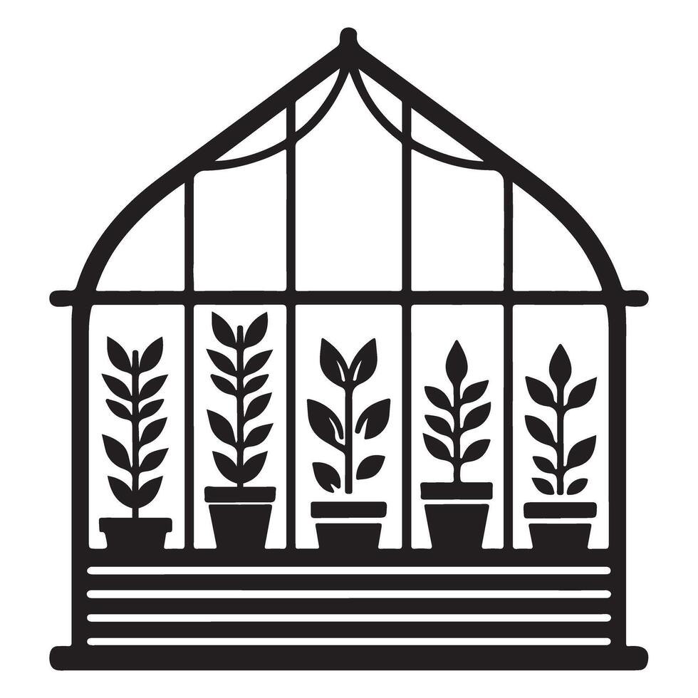 Greenhouse Plants Art Illustration Botanical Cultivation Center Design vector