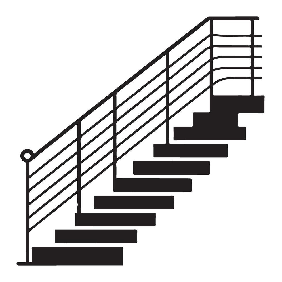 Staircase Silhouette Graphic With Handrail Interior Design Element vector