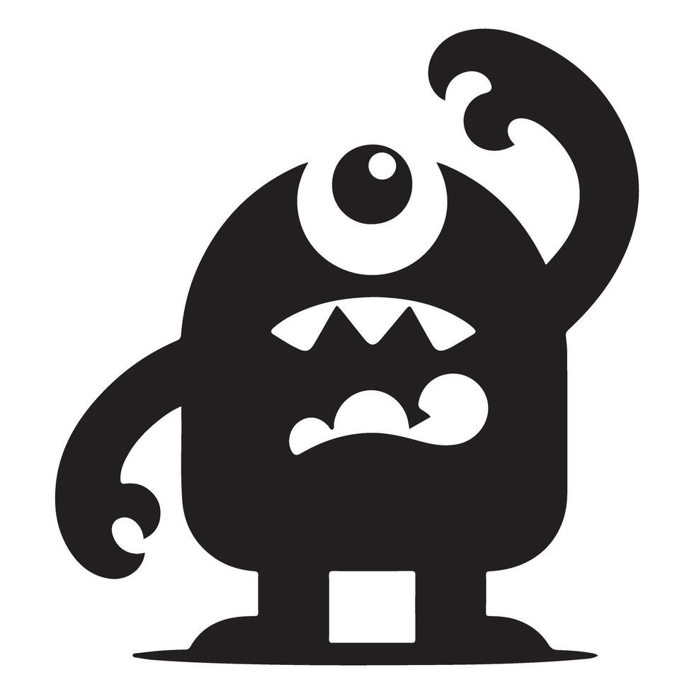 Angry One Eyed Monster Silhouette Illustration Cute Design vector