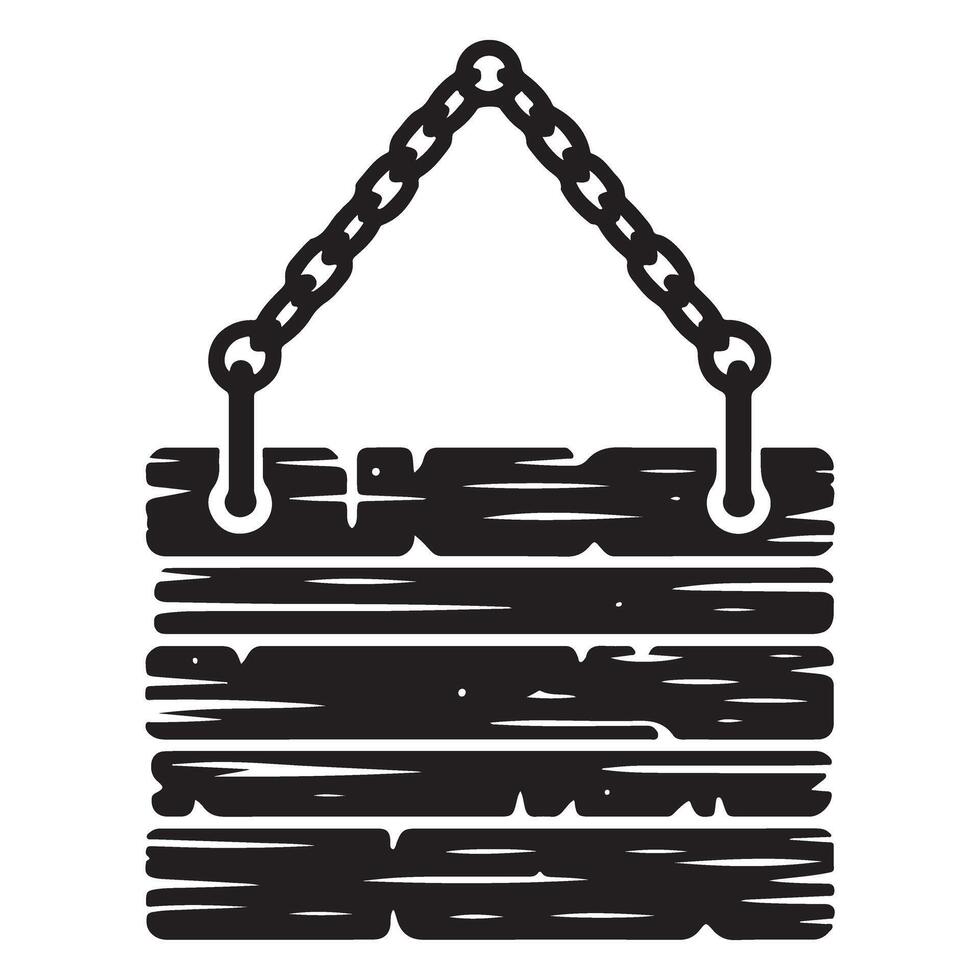 Rustic Wooden Sign Hanging with Chain Advertisement Board Illustration vector