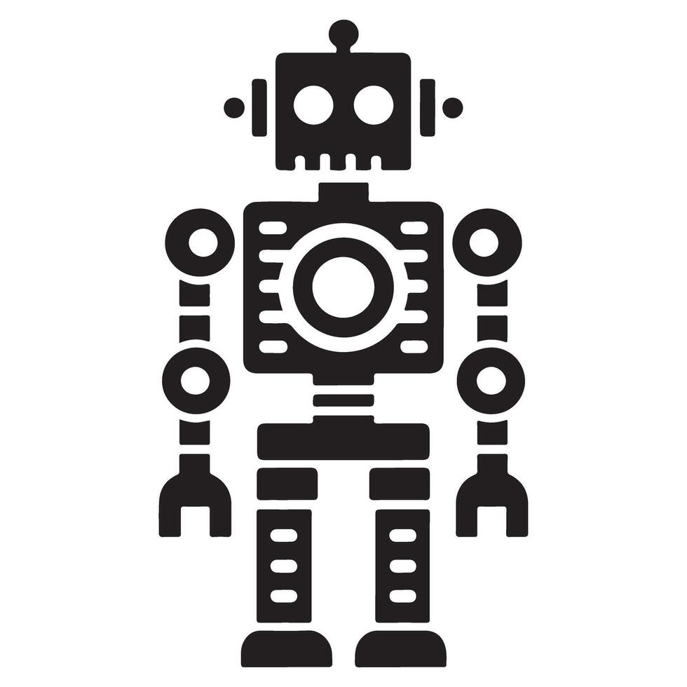 Retro Robot Silhouette Character Illustration Vintage Toy Design Symbol vector
