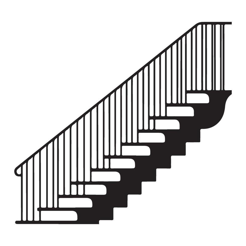 Simple Staircase with Railing Silhouette Illustration for Interior Design Projects vector