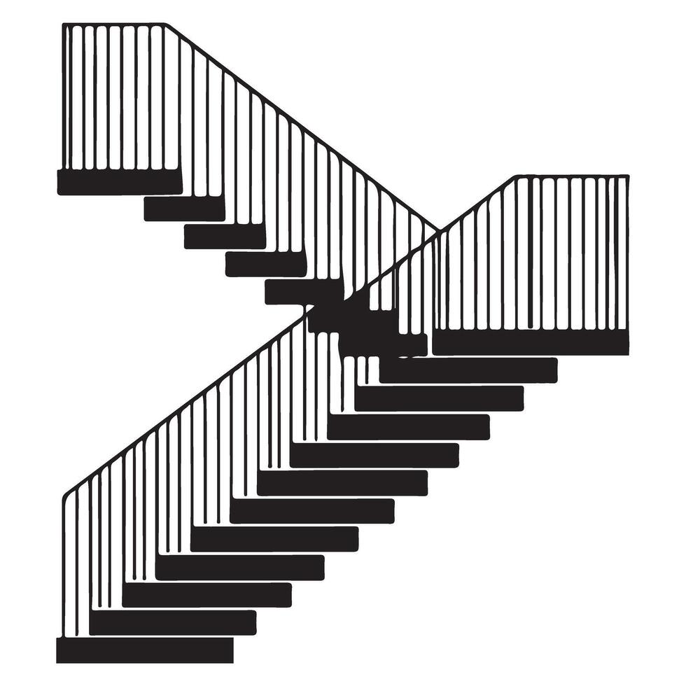 Silhouette Complex Staircase with Multiple Landings Illustration for Architects vector