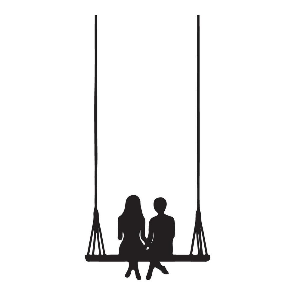 Romantic Couple On Swing A Silhouette of Love and Togetherness vector