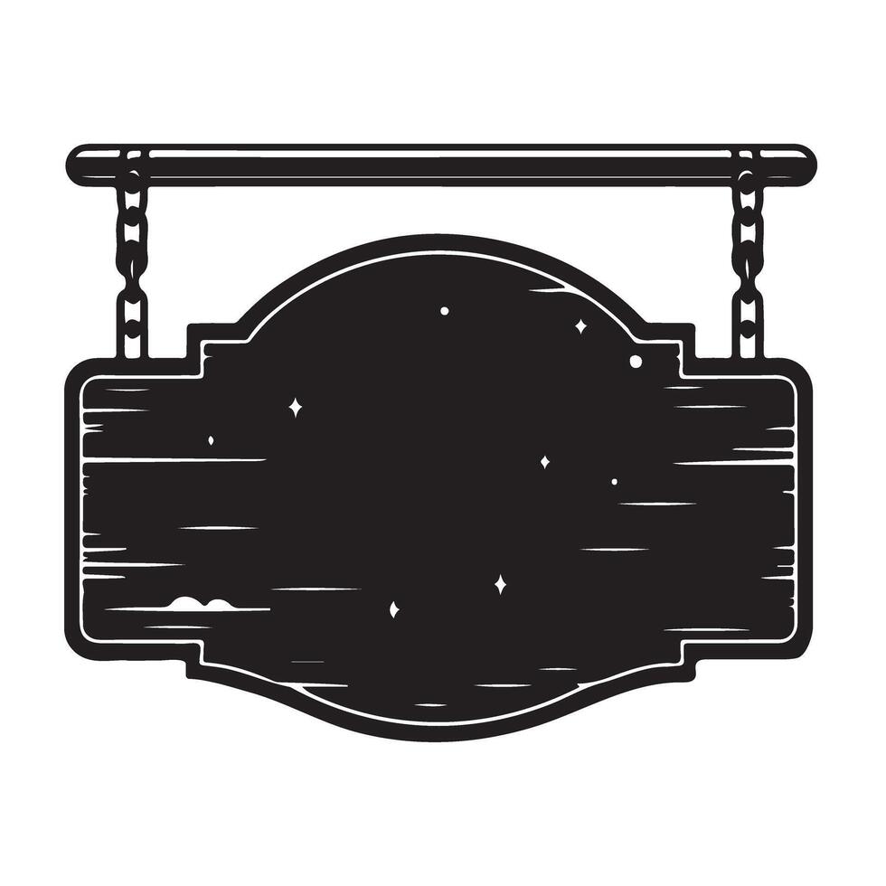 Hanging Wooden Sign Illustration with Chains and Blank Space vector