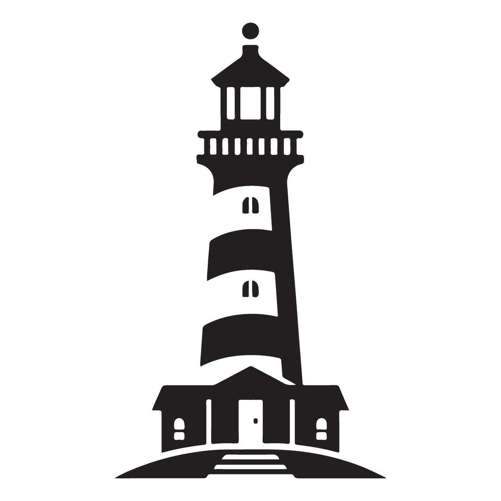 Majestic Striped Lighthouse Illustration Guiding Ships and Coastal Navigation vector
