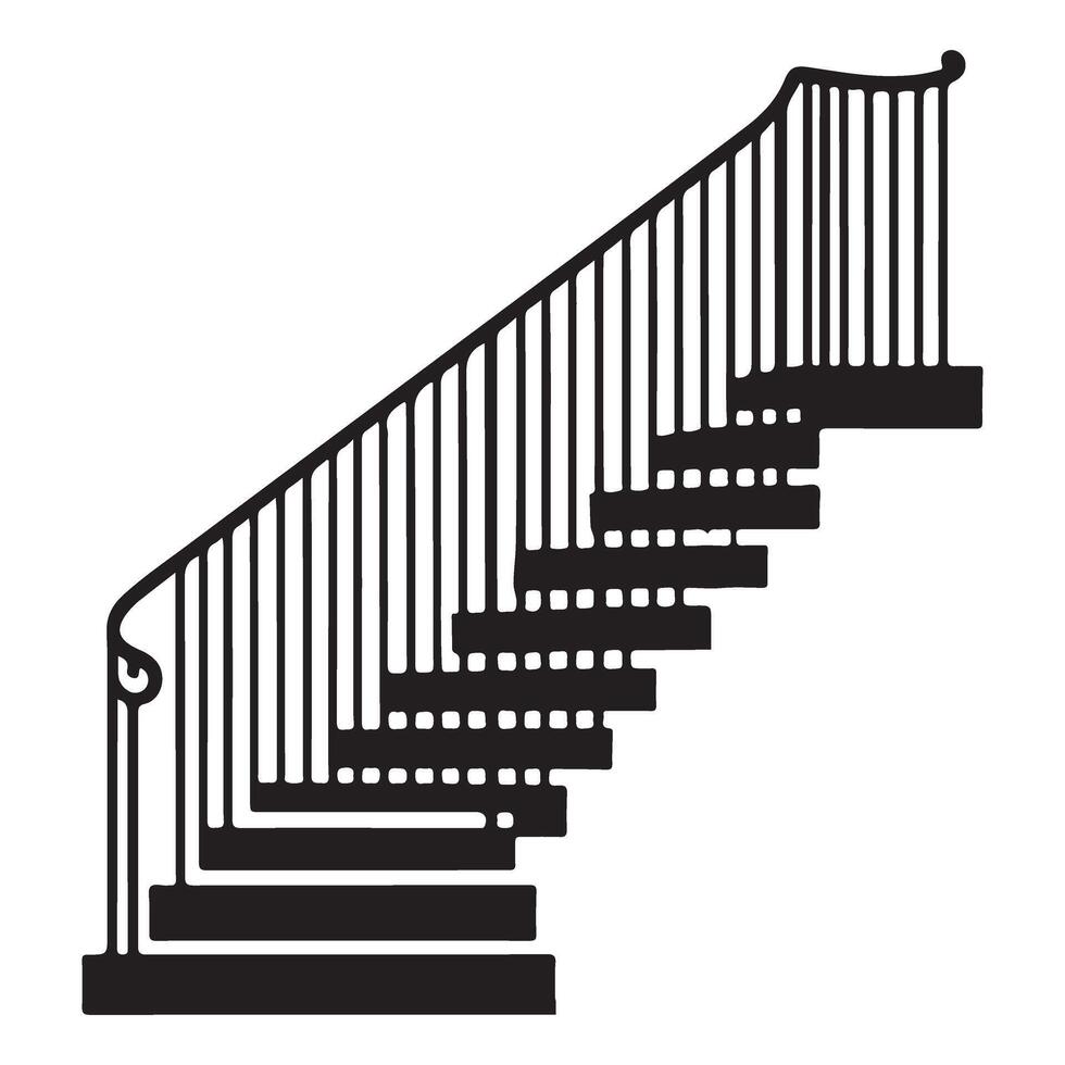 Staircase Silhouette Illustration Classic Interior Design Architecture Element Graphic vector