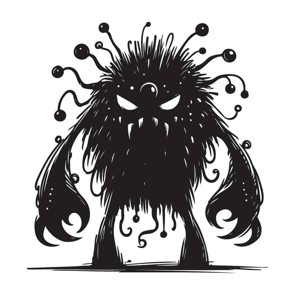 Cute Monster Illustration Funny and friendly character design art vector