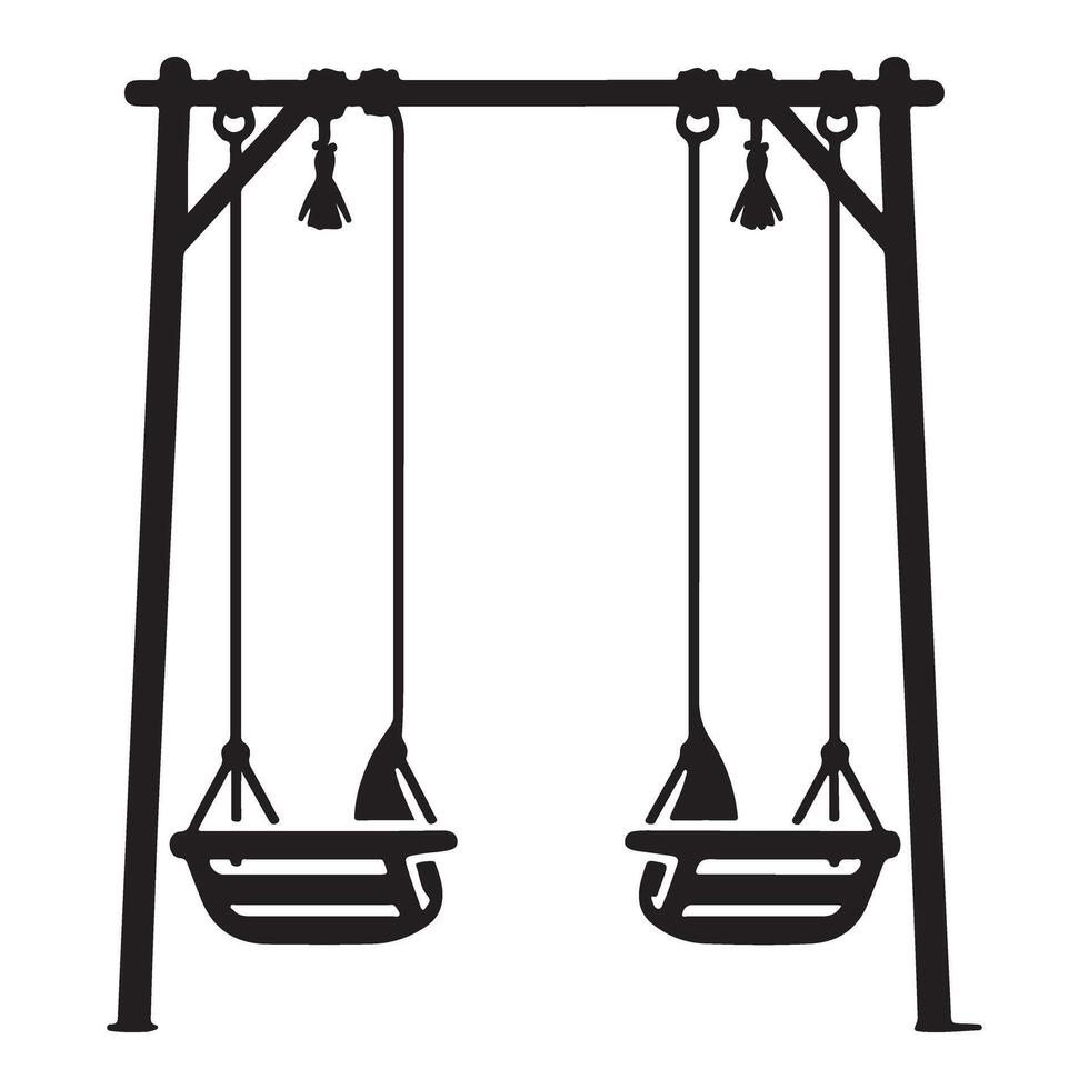 Playground Swing Set Silhouette Illustration Outdoor Recreation vector