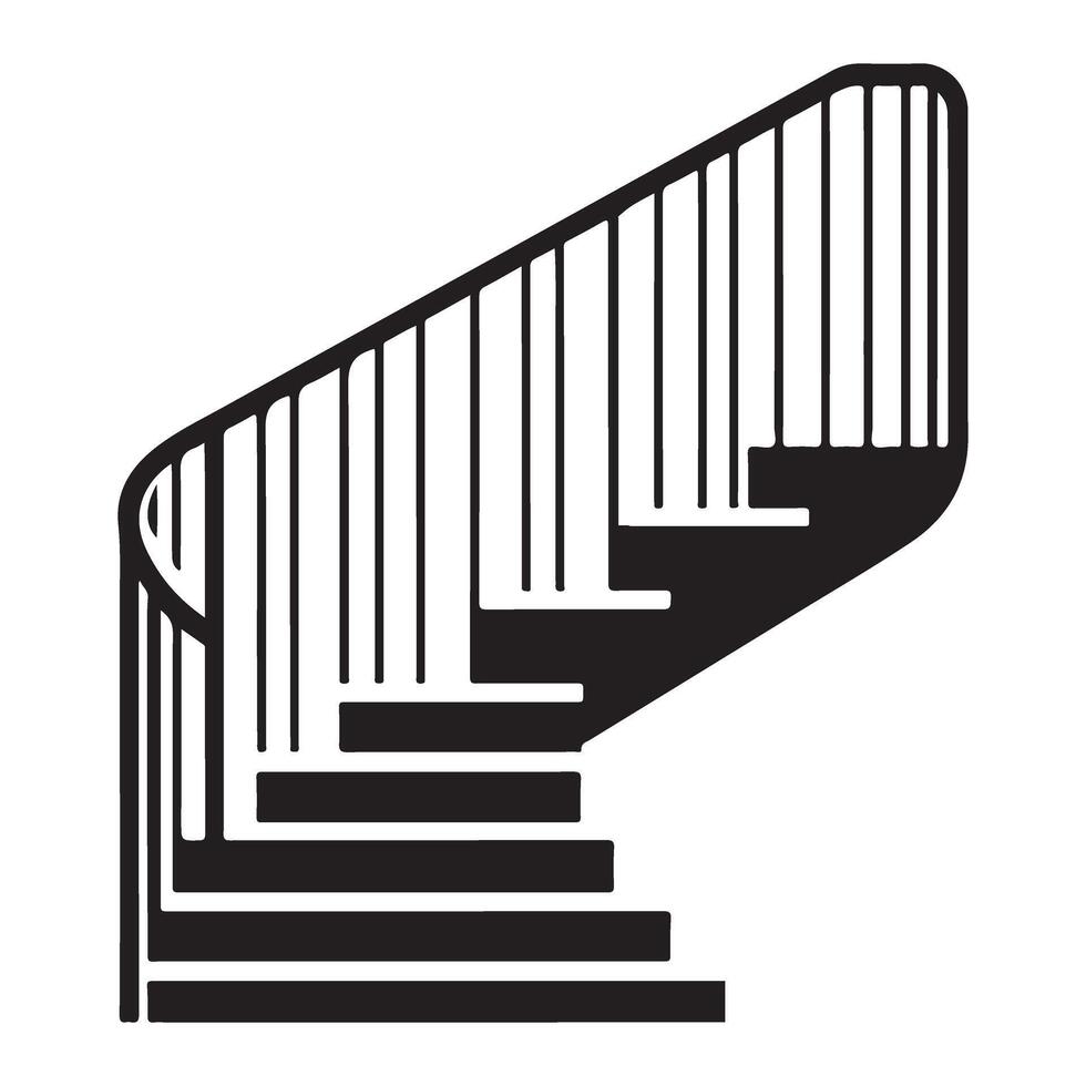 Elegant Staircase Illustration Interior Design Silhouette Architecture vector