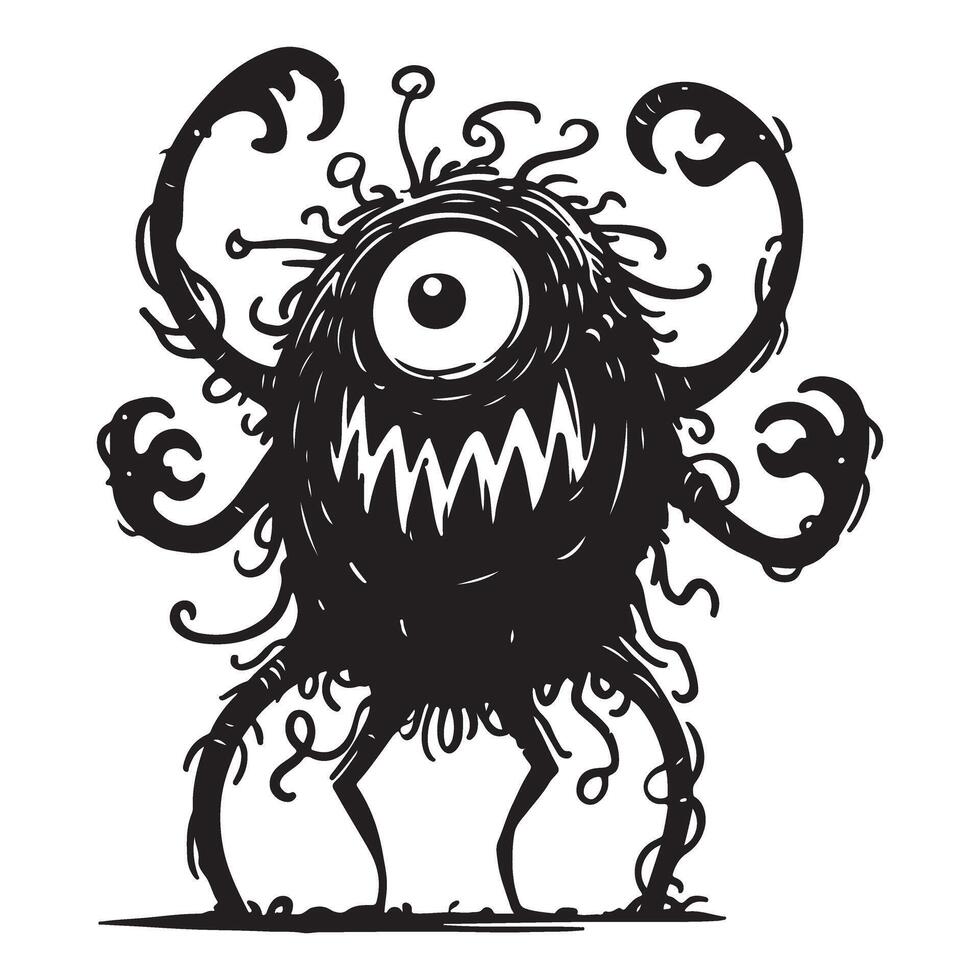 Cartoon monster silhouette image for creative spooky design vector