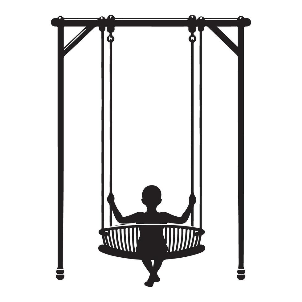 Playful Swing Illustration Silhouette for Children and Recreation Designs vector