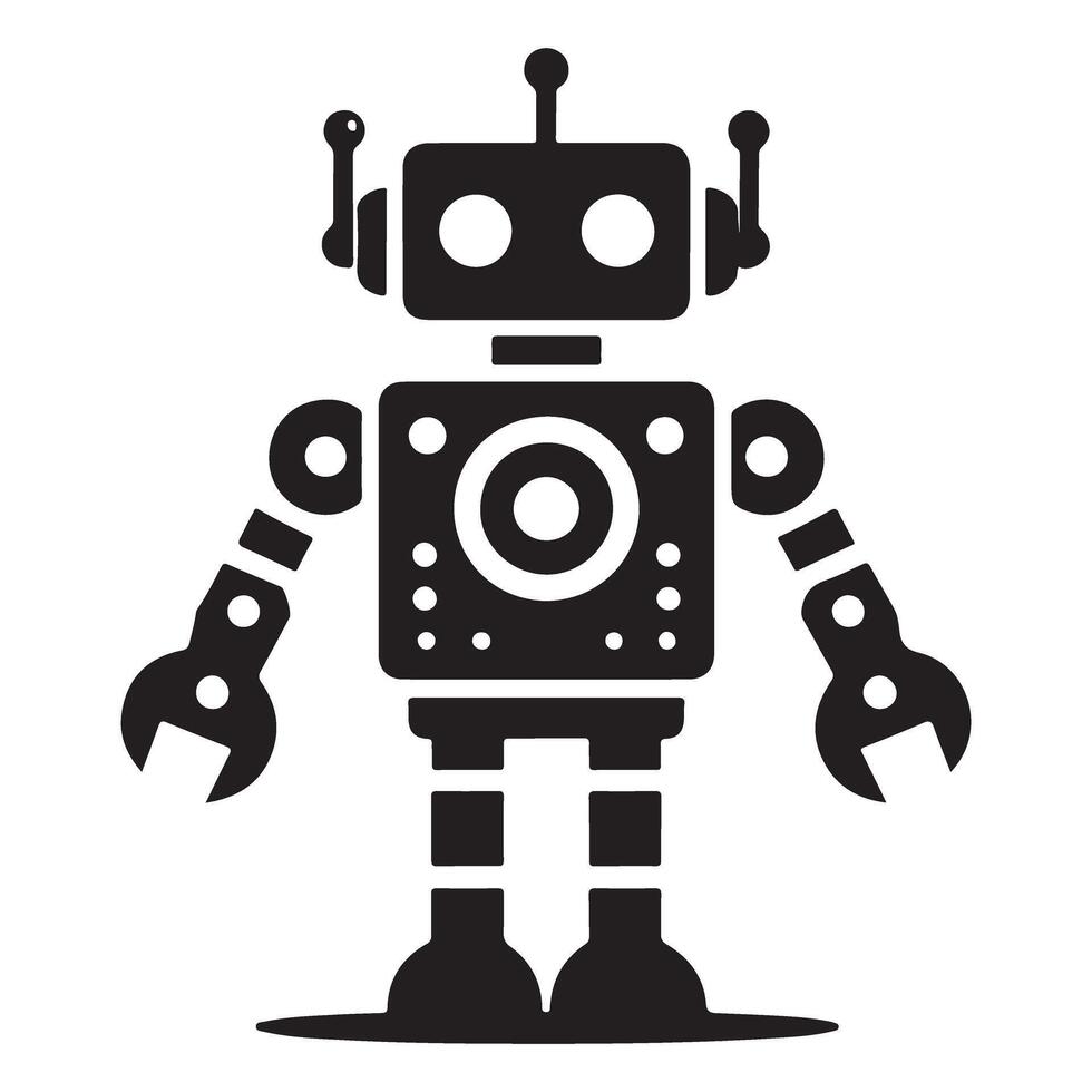 Retro Robot Silhouette Illustration For Creative Projects vector