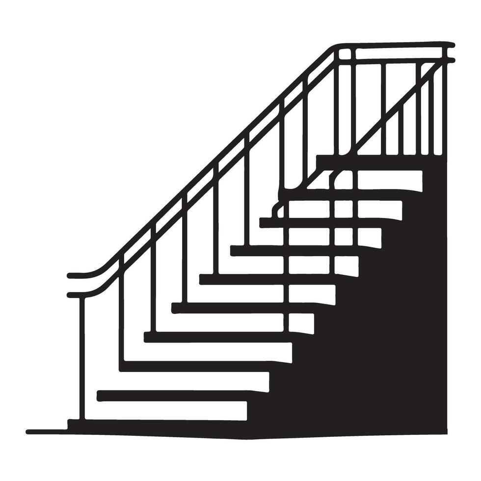 Staircase Illustration with Railing Silhouette Indoor Design Element vector