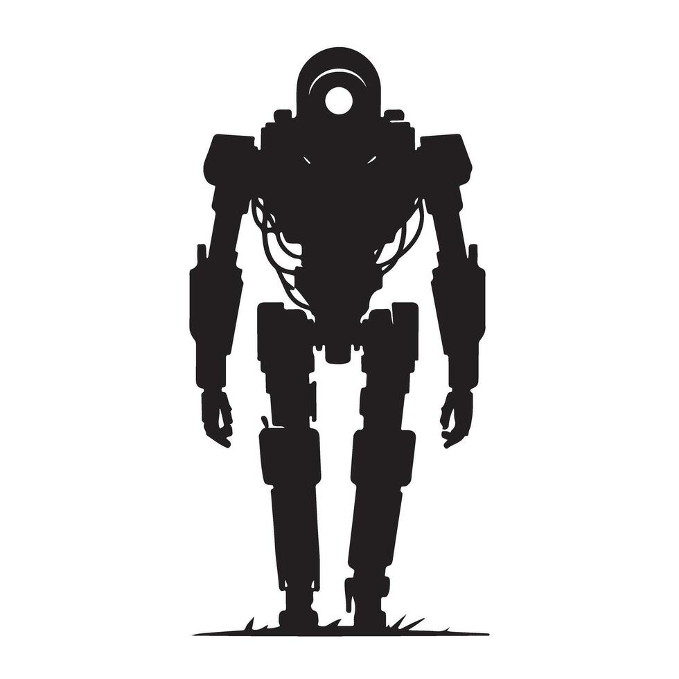 Robot Illustration Silhouette with Futuristic Design Artificial Intelligence vector