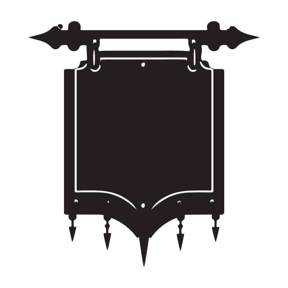 Ornate Hanging Sign Illustration Black Silhouette Image for Business vector