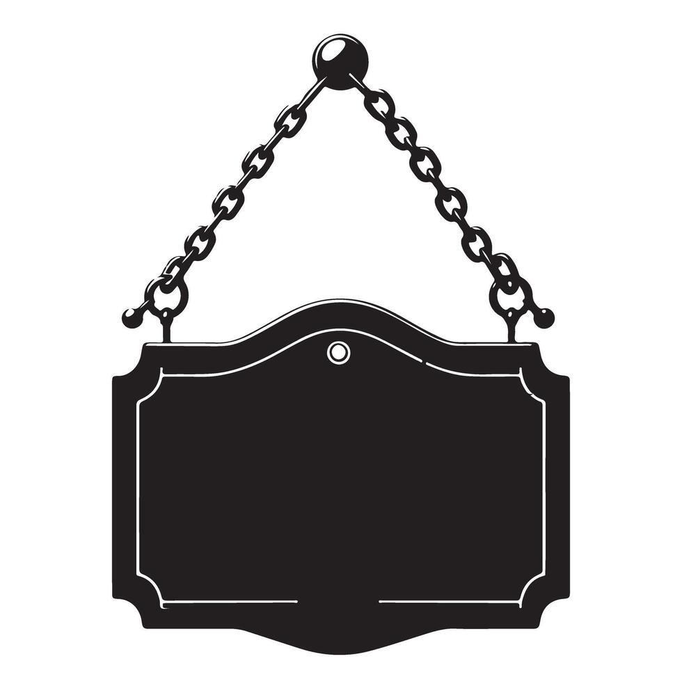 Hanging Blank Sign Illustration Black Silhouette Image for Advertisement vector