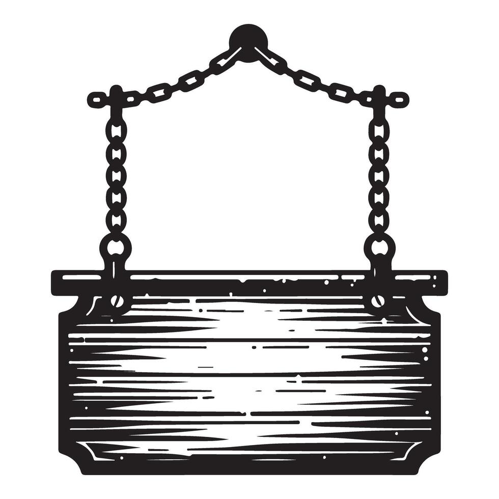 Rustic Wooden Sign with Chains Illustration for Business Promotion Advertising vector