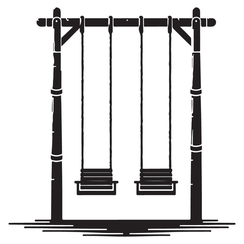 Silhouette illustration of a wooden swing set for outdoor fun and recreation vector