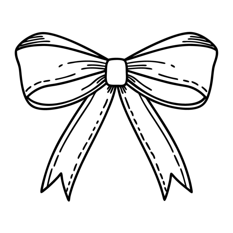 Elegant black and white bow illustration with stitch detailing vector