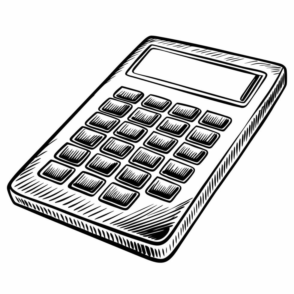 Hand Drawn Illustration of a Calculator for Financial and Educational Designs vector